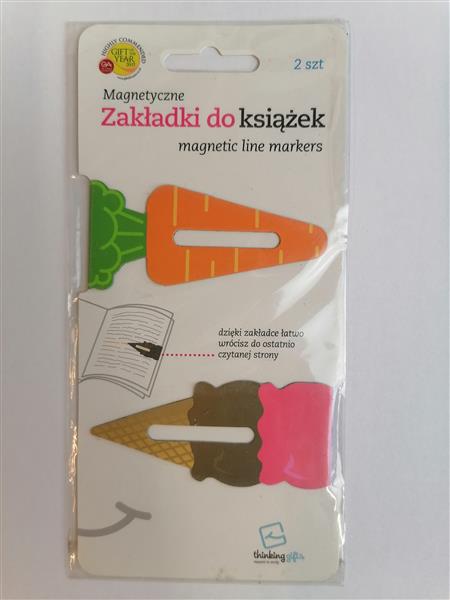 ZAKŁADKI MAGNETYCZNE DO KSIĄŻEK 2SZT MARCHEWKA+LÓD