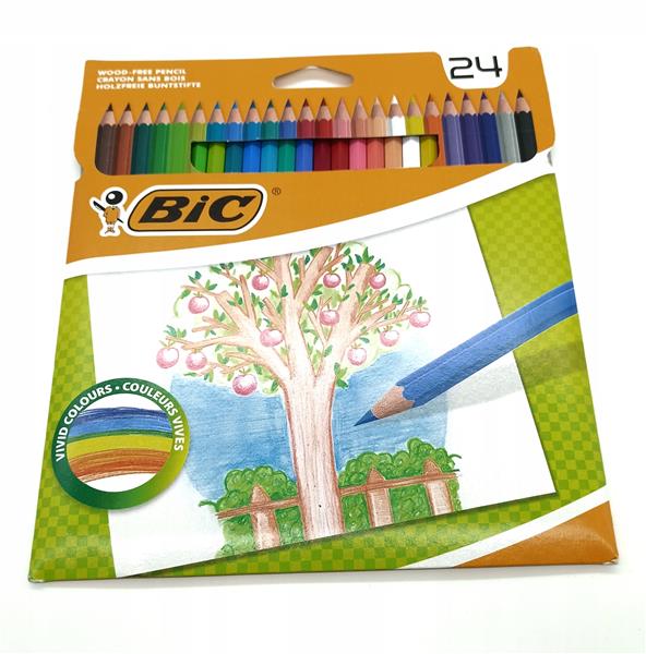 BIC KEDKI BEZDRZEWNE 24 KOLORY ŻYWE KOLORY