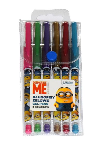 DŁUGOPISY ŻELOWE 6 KOL. MINIONKI ST. MAJEWSKI