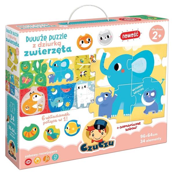 DUUUŻE PUZZLE Z DZIURKĄ ZWIERZĘTA