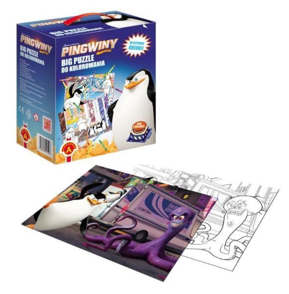 PUZZLE DO KOLOROWANIA 2 PINGWINY Z MADAGASKARU 2W1