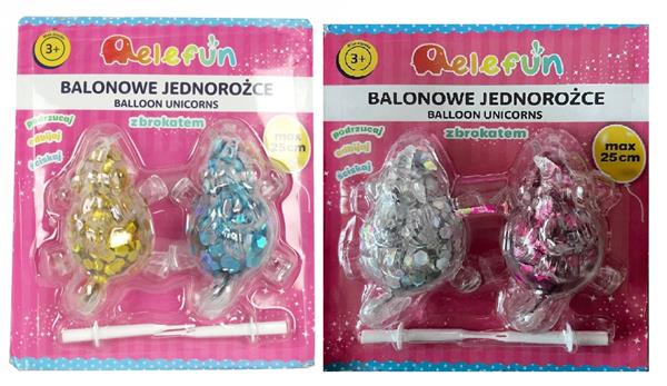 BALONOWE JEDNOROŻCE Z BROKATEM MIX KOLORÓW