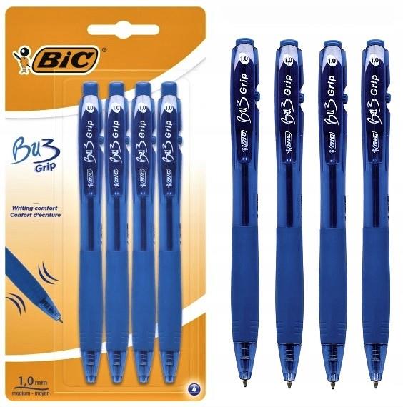 DŁUGOPIS NIEBIESKI BIC BU3 GRIP 4SZT
