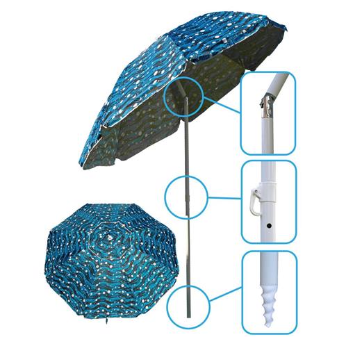 PARASOL PLAŻOWO OGRODOWY 220CM MELANŻ NIEBIESKI