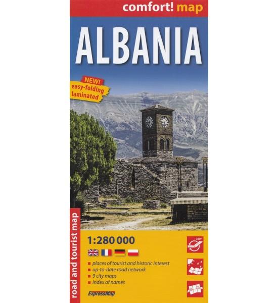 ALBANIA:  LAMINOWANA MAPA SAMOCHODOWO-TURYSTYCZNA