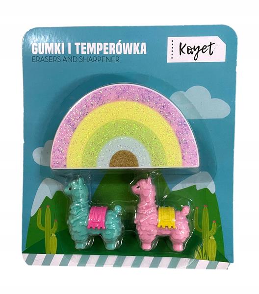 GUMKI I TEMPERÓWKA ZESTAW TĘCZA LAMA BROKATOWA
