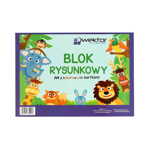 BLOK RYSUNKOWY KOLOROWE KARTKI  A4 16 KARTEK MIX