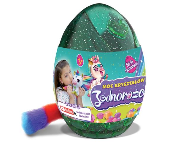 JEDNOROŻCE ? MOC KRYSZTAŁÓW ? PLUSZ W JAJKU 16 CM