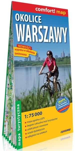 OKOLICE WARSZAWY; LAMINOWANA MAPA TURYSTYCZNA 1:75