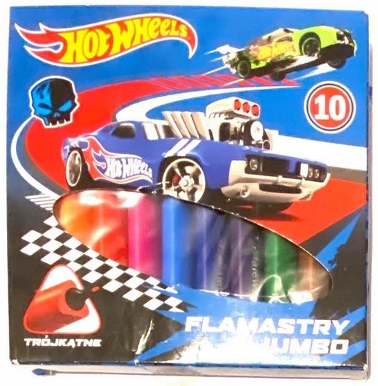 HOT WHEELS FLAMASTRY JUMBO TRÓJKĄTNE 10 KOLORÓW