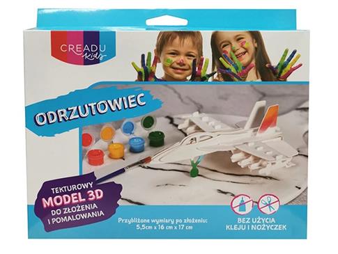 Tekturowy model 3D, Odrzutowiec, Creadu Kids
