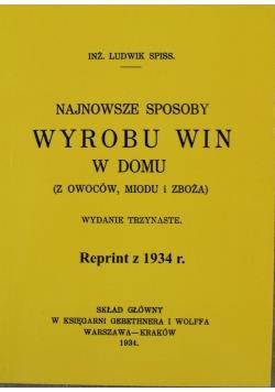 NAJNOWSZE SPOSOBY WYROBU WIN W DOMU REPRINT Z 1934