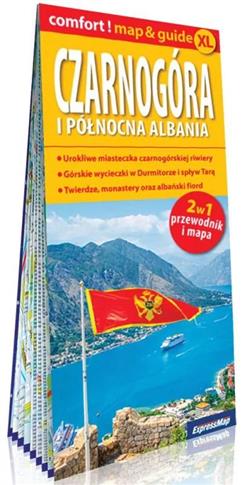 Czarnogóra i północna Albania. Laminowany map&guid