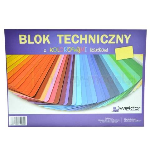 BLOK TECHNICZNY KOLOROWE KARTKI A4 MIX