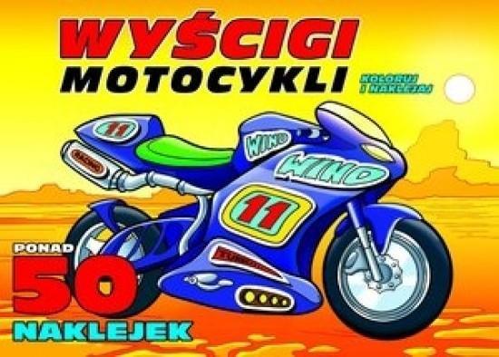 WYŚCIGI MOTOCYKLI. KOLORUJ I NAKLEJAJ