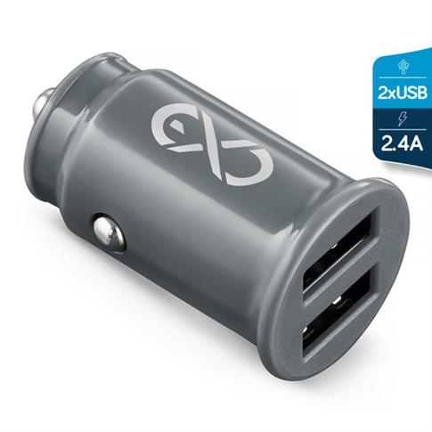 Ładowarka samochodowa eXc CUTE 2xUSB 2.4A szara