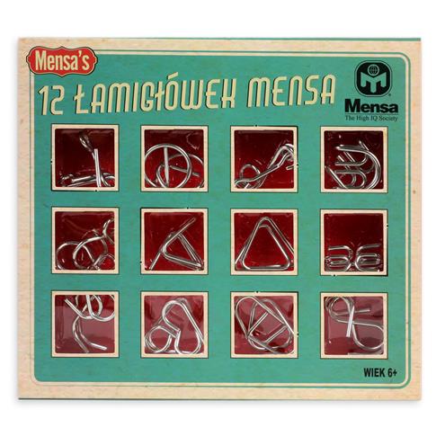 MENSA, Zestaw metalowych łamigłówek, srebrny, 12w1