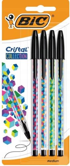 BIC DŁUGOPIS CRISTAL COLLECTION 1.0MM CZARNY 4SZT.