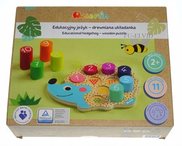 DREWNIANA UKŁADANKA EDUKACYJNY JEŻYK ELEFUN