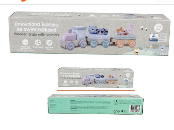 DREWNIANA KOLEJKA ZE ZWIERZĘTAMI