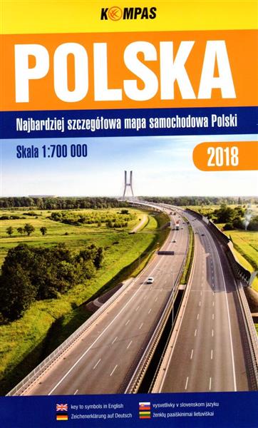 POLSKA. NAJBARDZIEJ SZCZEGÓŁOWA MAPA SAMOCHODOWA P