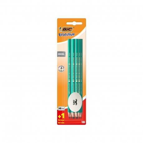 BIC ZESTAW BEZDRZEWNY OŁÓWEK GRAFITOWY 10SZT+GUMKA