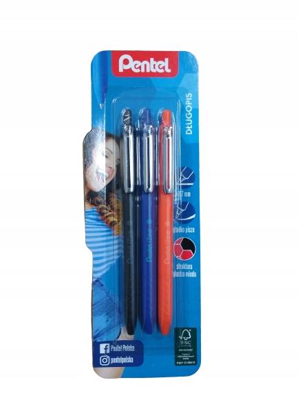 PENTEL ZESTAW 3 DŁUGOPISÓW MIX