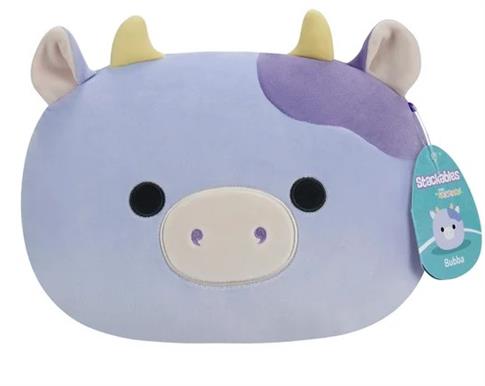Squishmallows, średni pluszak, fioletowa krowa,