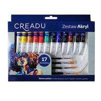 ZESTAW FARB AKRYLOWYCH Z AKCESORIAMI 17 ELEMENTÓW