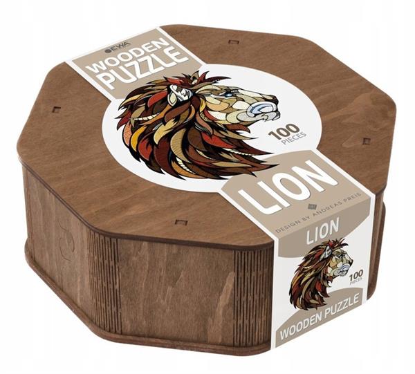 EWA DREWNIANE PUZZLE 3D KLOCKI UKŁADANKA LEW