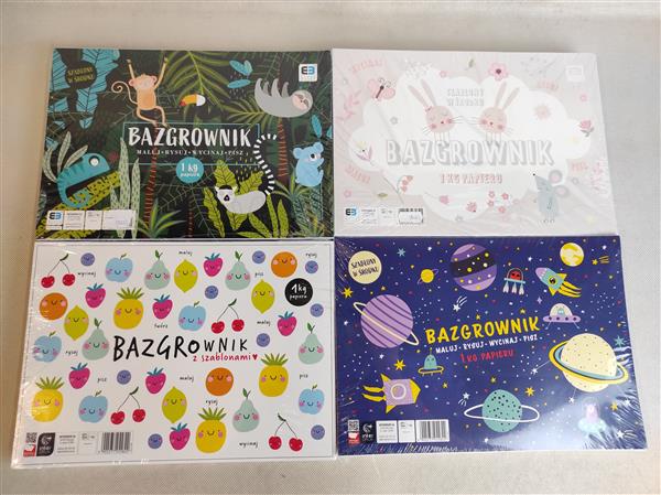 BAZGROWNIK Z SZABLONAMI A4 1KG PAPIERU. MIX WZORÓW