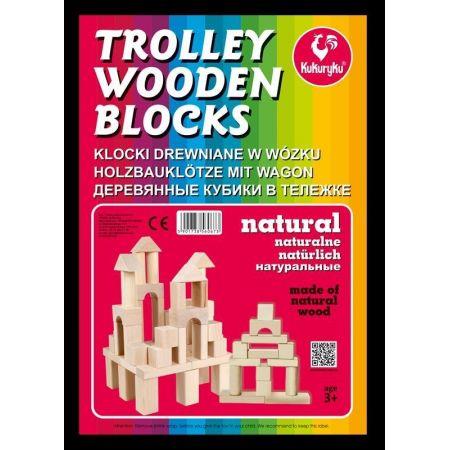 KLOCKI DREWNIANE NATURALNE W WÓZKU