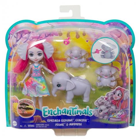 Enchantimals, laleczka Rodzina Wielopak Słonie Esm