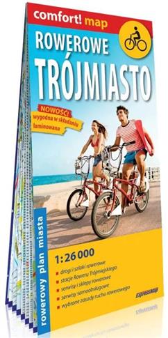 Rowerowe Trójmiasto; laminowany rowerowy plan mias