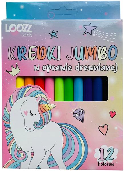 KREDKI JUMBO LOOZZ KIDS 12 KOL- JEDNOROŻEC