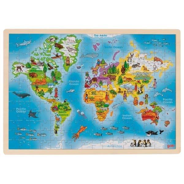 DREWNIANE PUZZLE-MAPA ŚWIATA