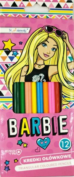 KREDKI SZKOLNE TRÓJKĄTNE 12 KOLORÓW BARBIE