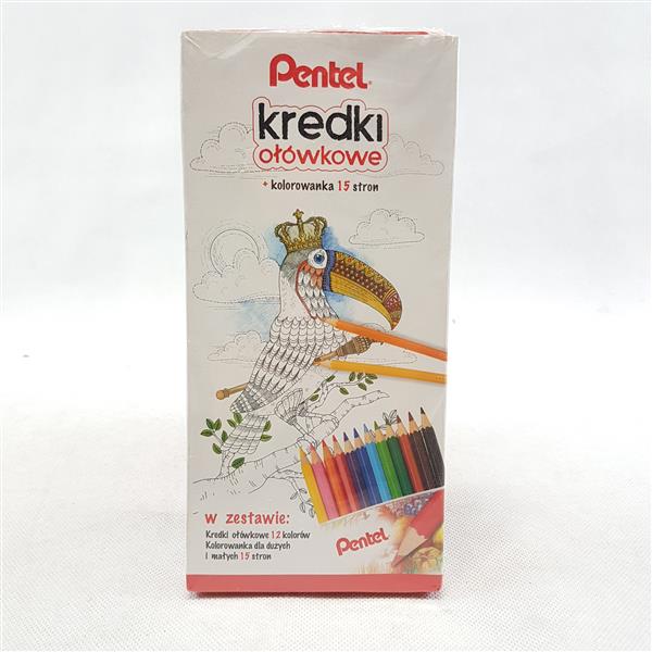 PENTEL KREDKI OŁÓWKOWE + KOLOROWANKA